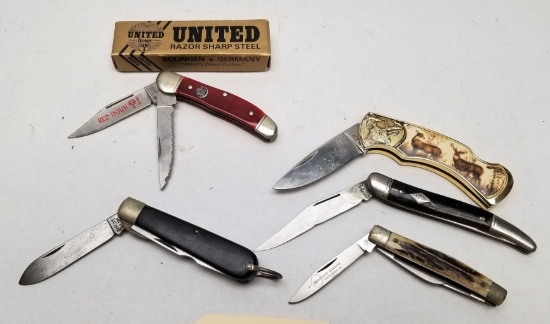 5 - Assorted Vintage Marked Folding Knives