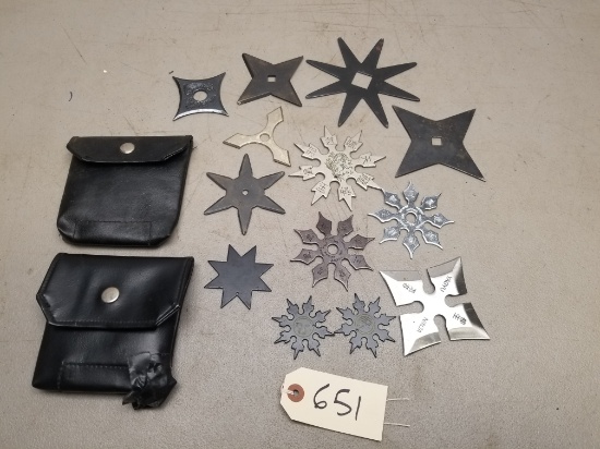 (12) Assorted Throwing Knives & 2 Pouches