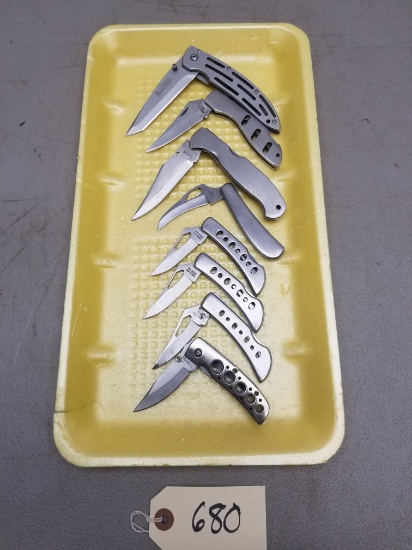 (8) Assorted Stainless Folding Knives