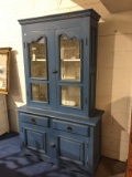 Blue Painted 2-Piece Hutch
