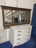 4-Drawer White Painted Dresser & Gilded Mirror