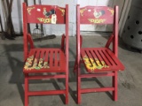 Painted Red Wooden Folding Chairs