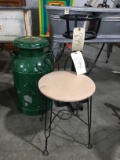 Painted Green Milk Can, Plant Stand, Iron Stool