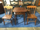 Small End Table & 2 Wooden Chairs