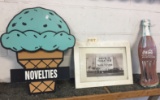 Novelties Ice Cream, Theater Poster & Wooden Sign