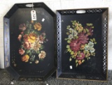 2 Painted Tollware Trays