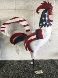 Metal Rooster Red White & Blue Craft