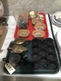 2 Tray Lots Cast Iron & More
