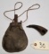 Early Leather/Wood Powder Flask and Powder Horn
