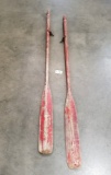 Pair of Primitive Red Painted Wooden Boat Oars
