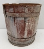 Primitive Wooden Red Sap Bucket