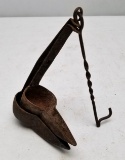 Early Iron Hand Forged Whale Oil Lamp