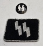 German SS Collar Badge & SS Enamel Political Pin