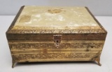 Vintage Brass Decorated Musical Jewelry Box