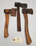 (3) Vintage Wood Handled Hatchets