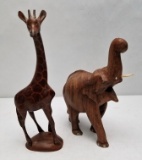(2) Wooden African Animal Carvings
