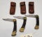(3) Buck 110X Folding Knives with Leather Sheaths