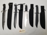 (4) NEW Fixed Blade Knives with Sheathes