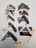 (9) NEW Folding Knives with Boxes