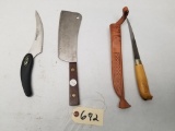 (2) Filet Knives and Cleaver