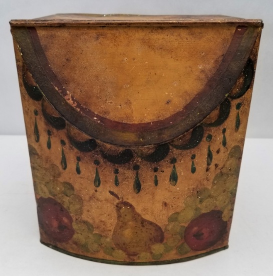 Early Handpainted Tin Toleware Bread Box