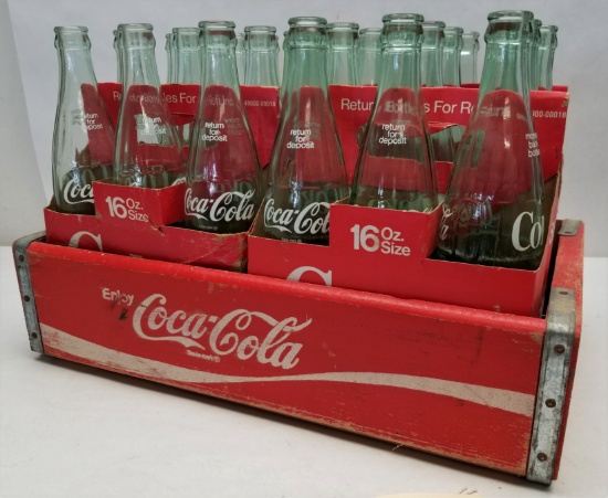 Wooden Coca-Cola Crate with Coca-Cola Bottles
