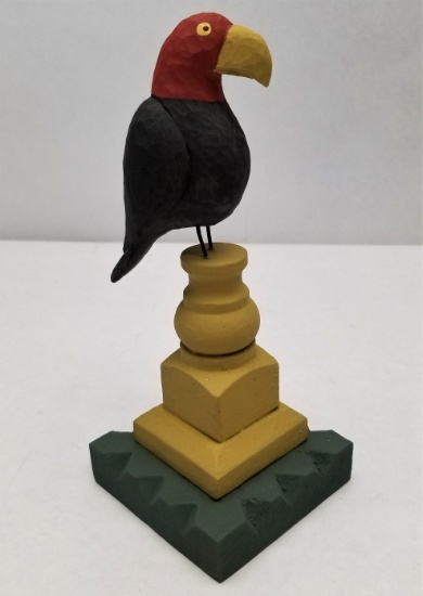 "Paine" Signed Folk Art Wooden Bird Carving