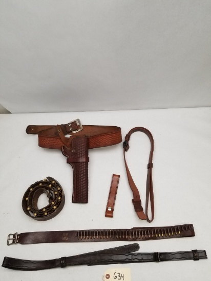 Assorted Leather Ammo Belts, Holsters and more