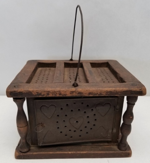 19th Century Primitive Tin Punched Foot Warmer