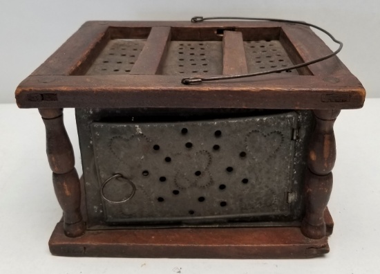 19th Century Primitive Tin Punched Foot Warmer