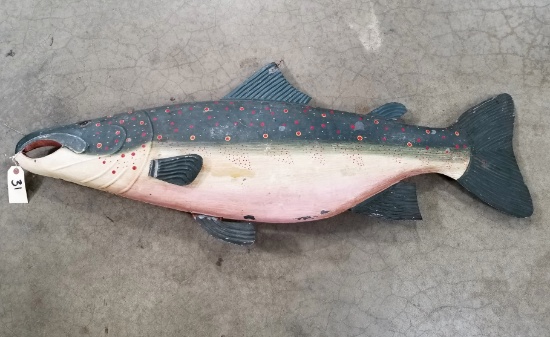 Large Northern Salmon Painted Tin Folk Art