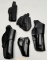 5 Assorted Black Leather Pistol Holsters