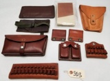 Large assortment of Brown Leather Pouches
