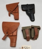 3 Vintage Military Holsters and Ammo Pouch