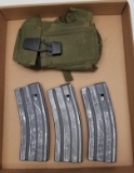 3 Colt, M16, AR-15 30 rd mags with Pouch