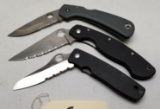 3 Used Spyderco folding Knives