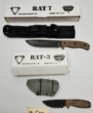 2 Ontario Knife Co. Rat-7 And Rat-3 Fixed Blades
