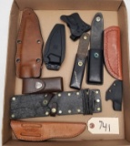 10 Assorted Leather And Synthetic Knife Sheaths