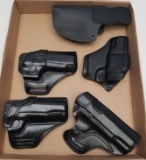 (5) Used Black Leather Assorted Pistol Holsters