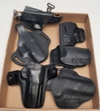 (6) Used Black Leather Assorted Pistol Holsters