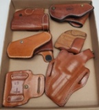 (6)Used Brown Leather Assorted Pistol Holsters