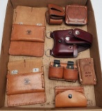 (8) Used Brown Leather Mag Holsters And Pouches