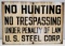 Porcelain No Hunting No Trespassing Sign