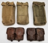 (5) Vintage Leather and Cloth U.S. Military Pouchs