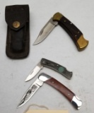 (3) Vintage Buck Folding Knives