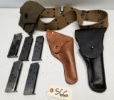 (5) 1911 Pistol Mags & (2) Leather Pistol Holsters