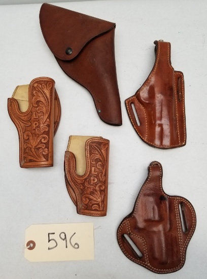 (5) Used Custom Leather Pistol Holsters