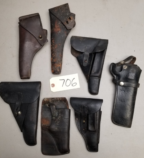 (7) Assorted Vintage Leather Pistol Holsters