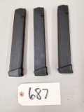 (3) Glock 30 RD Magazines with Base Plates