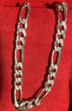 Etched Sterling Silver Figaro Chain